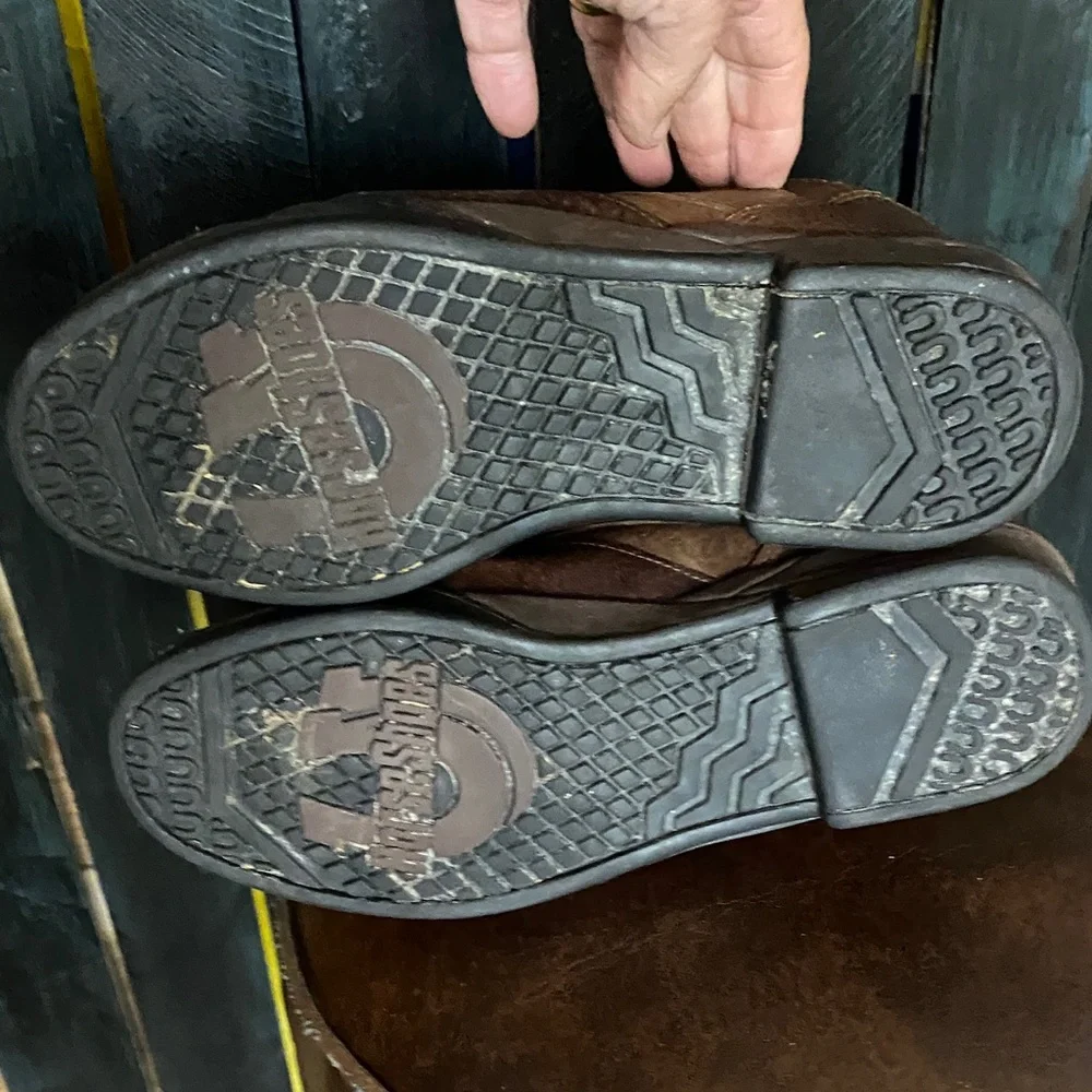 Horse Shoes Brown Leather athletic Roper Boots size 10 - Picture 10 of 13